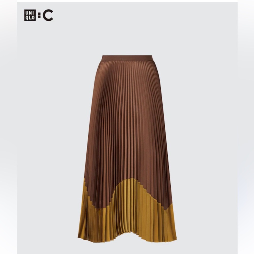 NWOT Pleated Color Block Brown Women's Skirt